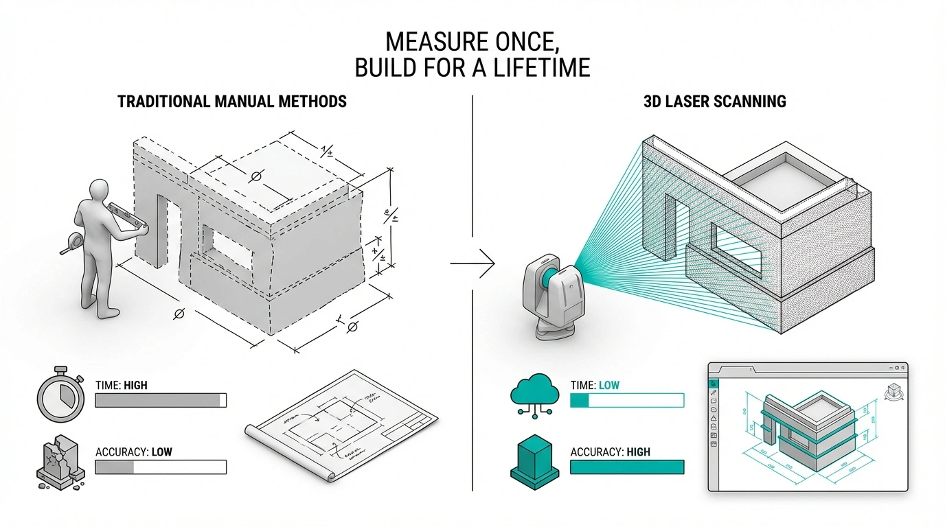 Comparison of 3D laser scanning and traditional manual measurement methods