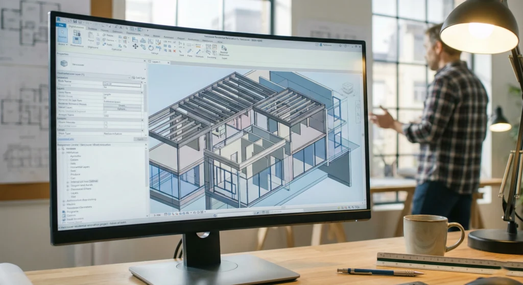 Detailed BIM model used by architects and contractors in a Vancouver home renovation