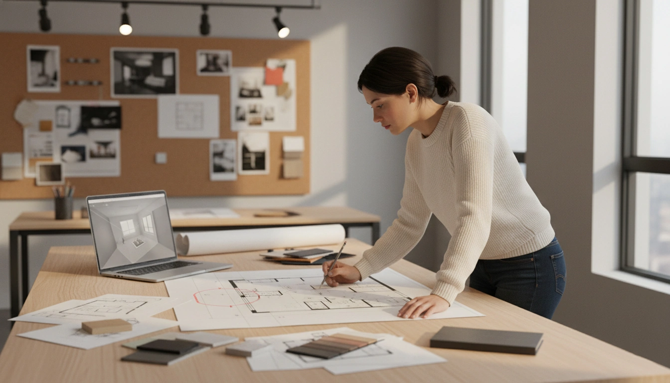 Interior designer working with accurate as-built documentation