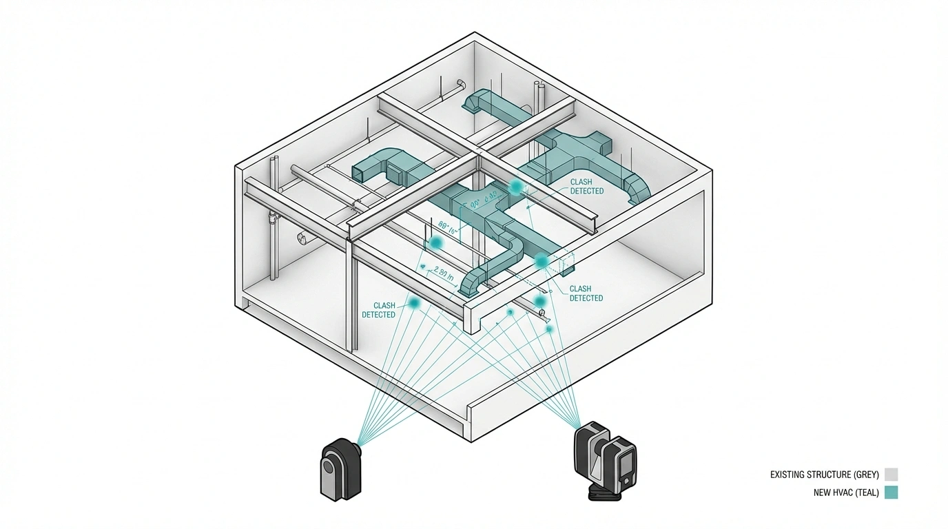Interior renovation clash detection using 3D laser scanning data