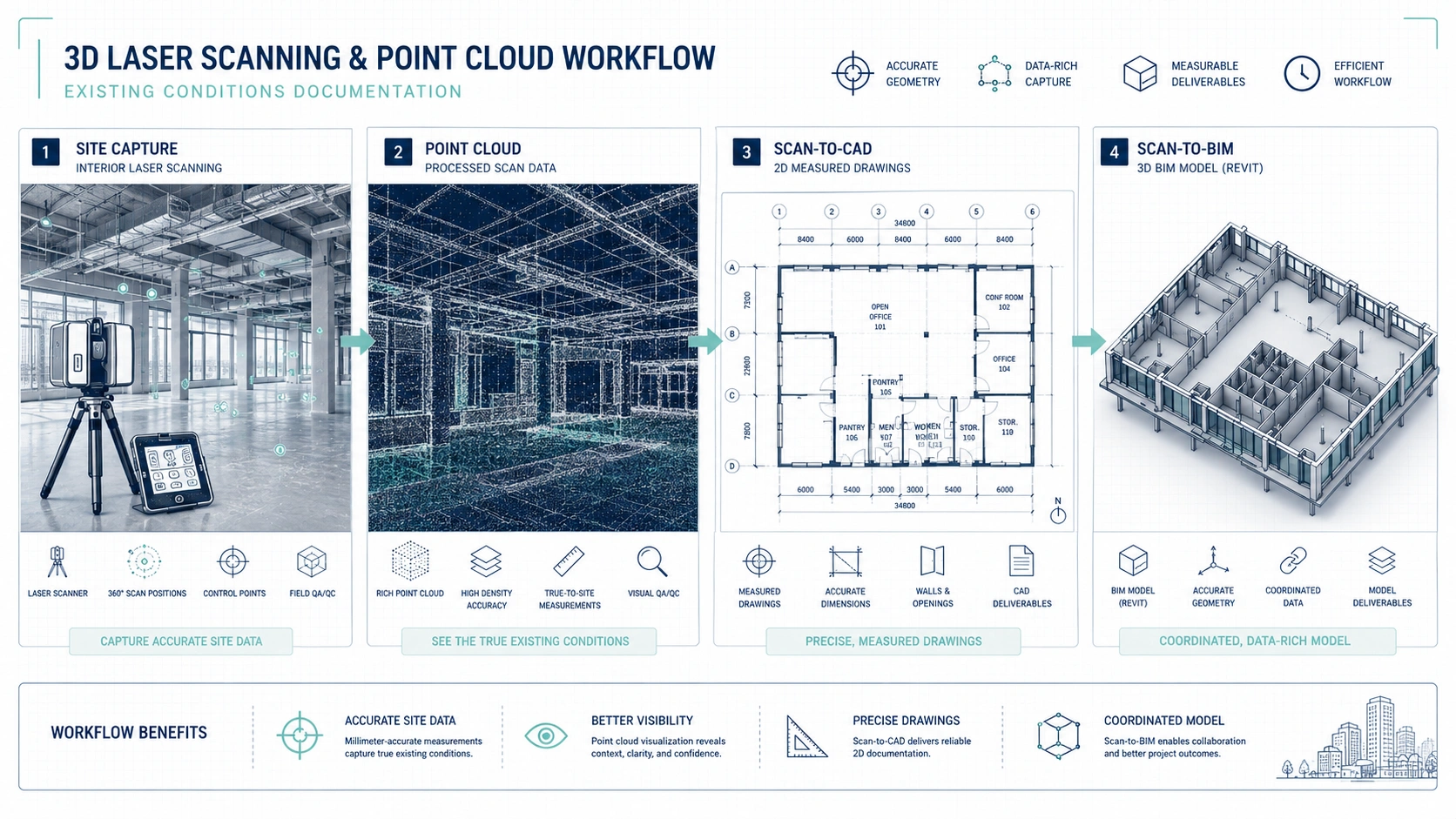 Laser scanning and point cloud workflow for existing conditions documentation