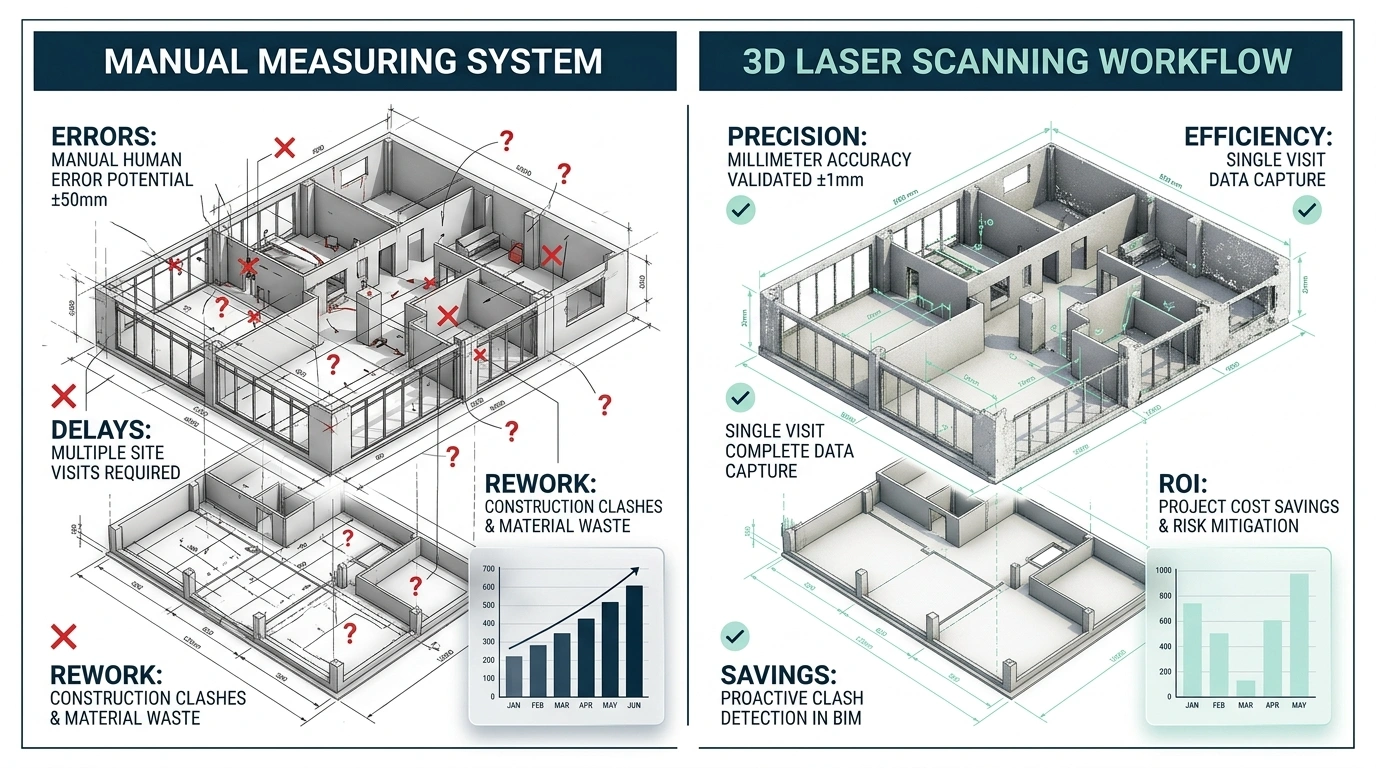 ROI matrix comparing professional measuring services and manual measurement in Vancouver