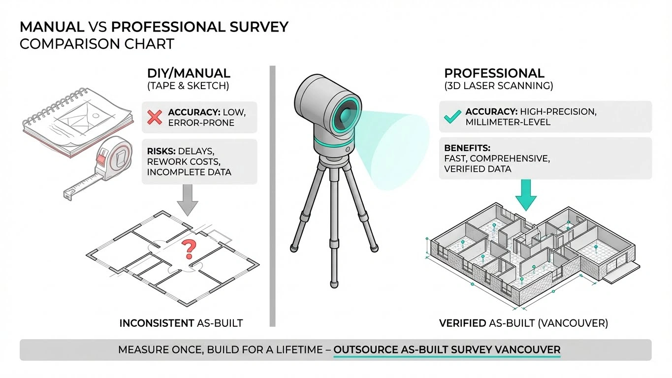Comparison of DIY documentation and outsourced professional as-built survey services in Vancouver