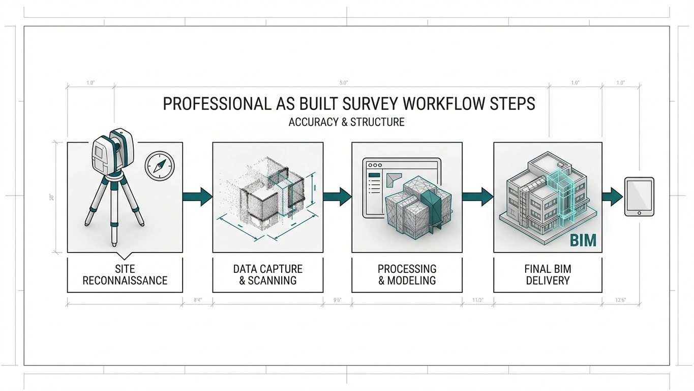 Professional as-built survey workflow from project definition to final delivery