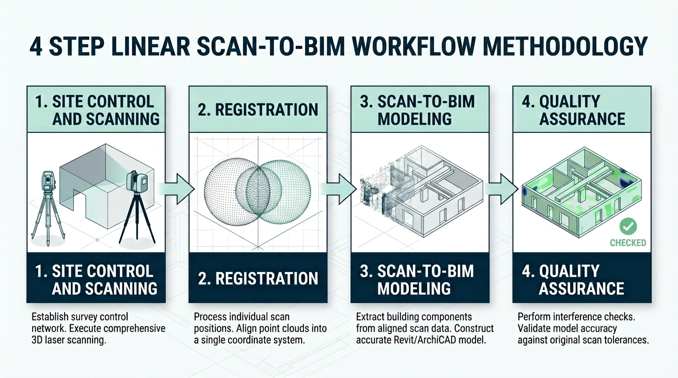 Scan-to-BIM workflow used by a Vancouver measuring company