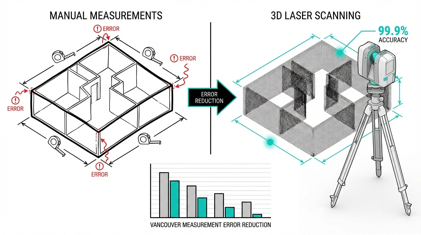 Manual measurement versus laser scanning comparison for reducing measurement errors