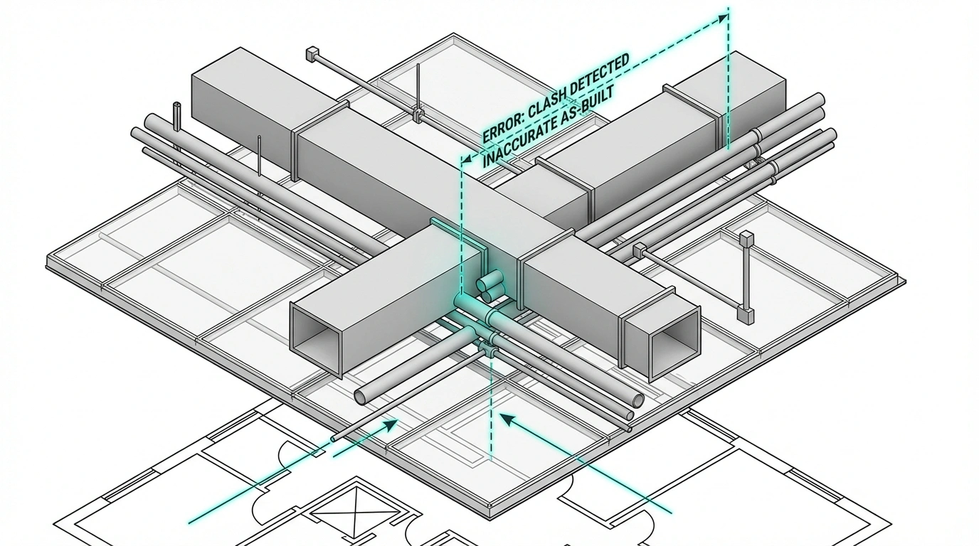 MEP clash risks caused by incomplete as-built documentation