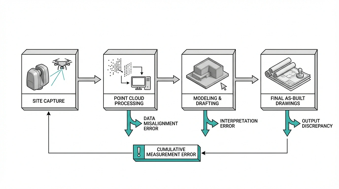 Breakdown of how measurement errors in Vancouver projects lead to downstream process failures